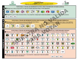 Tarjeta Electoral de Cámara de Representantes de Colombia 2010 Circunscripción Exterior